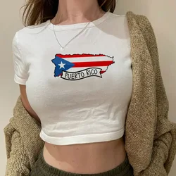 Puerto Rico streetwear fairycore hippie crop top Female goth 90s aesthetic gothic clothes t-shirts