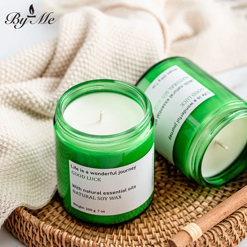 7.2x9.3cm Green Bottle Scented Candle, Handcrafted Smokeless Soy Wax, Creative, Fresh And Elegant Scented Ornament, Fragrance