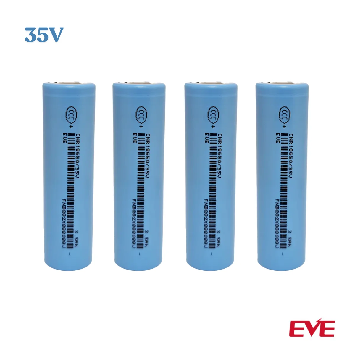 طقم 4 بطاريات ليثيوم أيون EVE قابلة للشحن 3500 مللي أمبير، 3,6 فولت 18650 #1