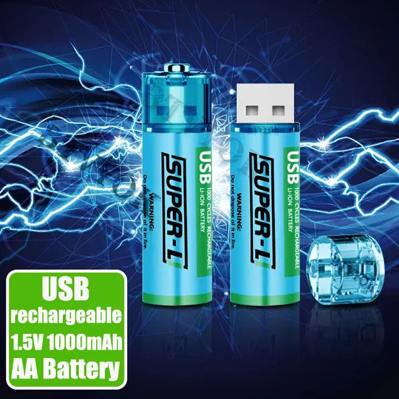 AA 1000mAh 1.5V Rechargeable Battery AA 1000mAh Fast Charging Lithium Battery With Micro USB Port