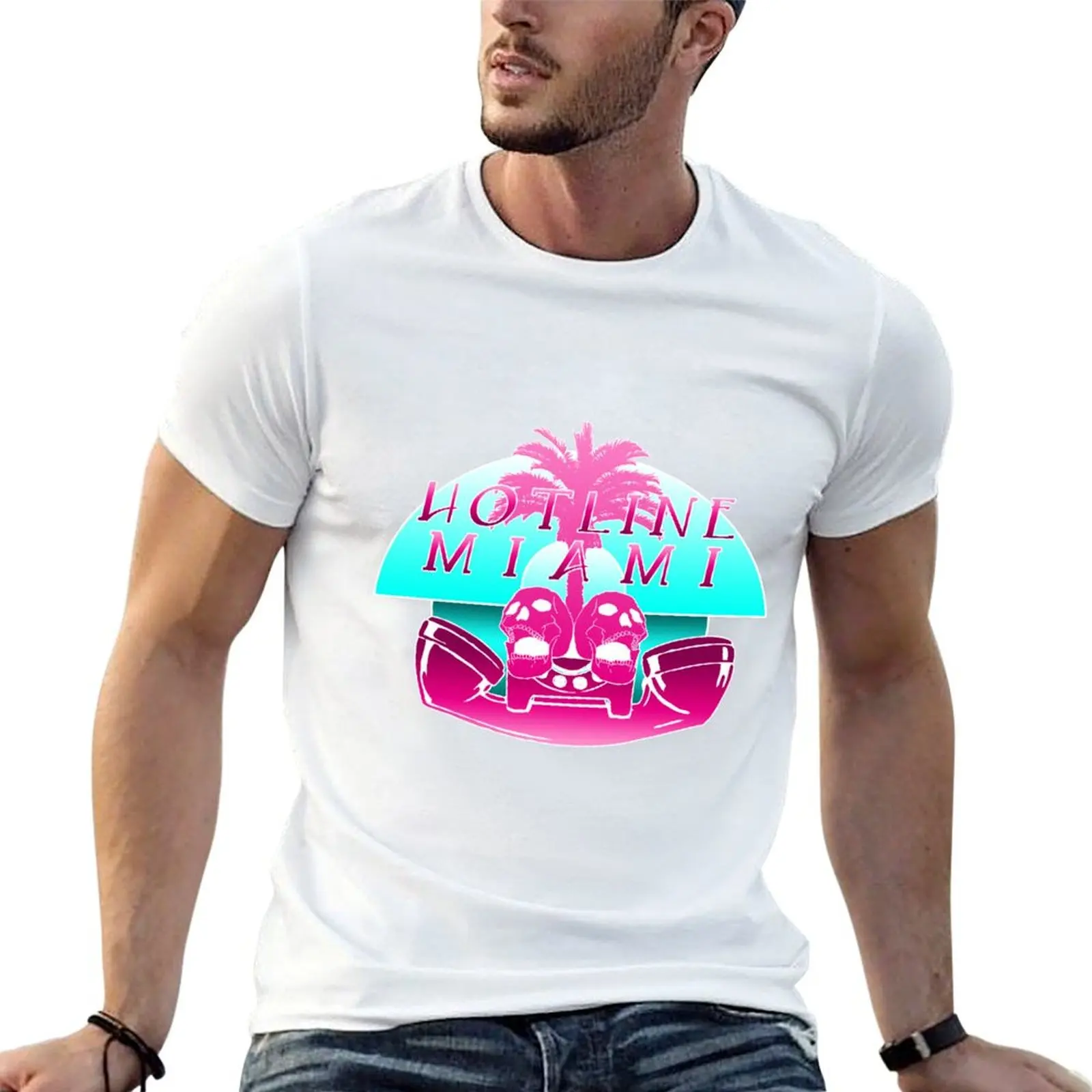 Hotline Miami Logo T-Shirt Work Wear Breathable Tee