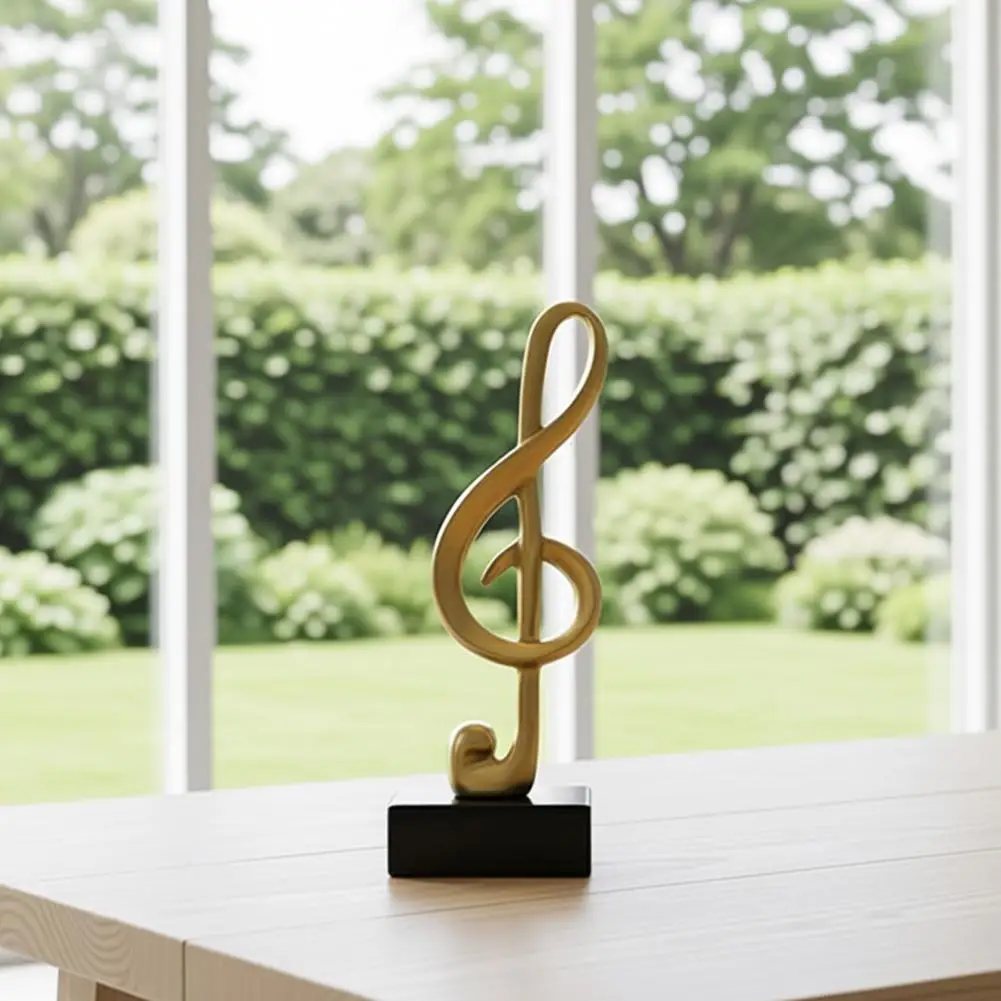 Music Note Figurine Modern Music Decor Gold Music Note Sculpture Resin Figurine Modern Musical Symbol Decoration Piano Room