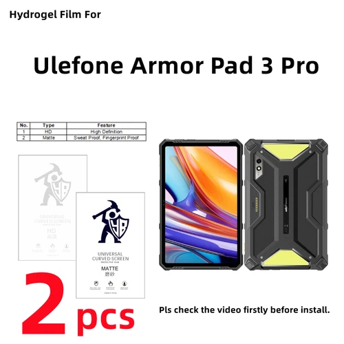 Ulefone 아머 패드 3 프로용 HD 하이드로겔 필름, 무광 스크린 보호대, 클리어/프로스트 풀 커버, 2 개 