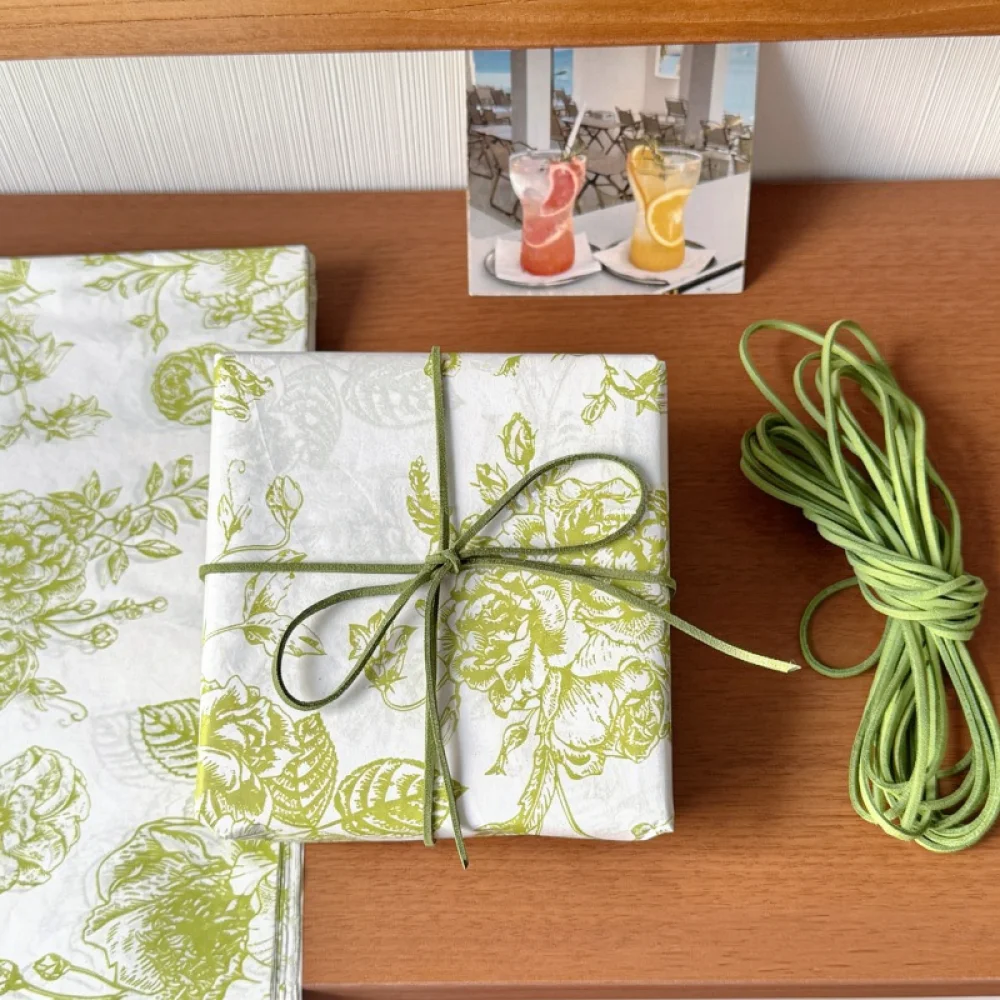 Papercraft Supply Ribbon - ชุดบรรจุภัณฑ์ของขวัญสุดหรู แผ่นกระดาษทิชชูสไตล์ดอกมะลิฝรั่งเศส พร้อมริบบิ้น สำหรับของขวัญและงานฝีมือที่หรูหรา