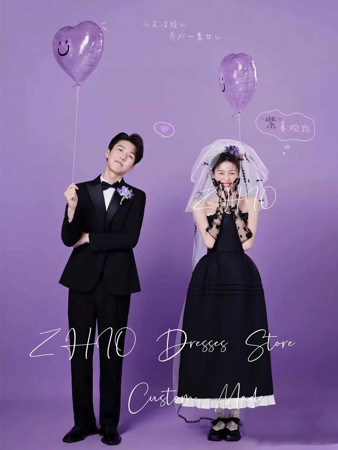 ZHIO Contrast Ruched Wedding Party Dress Strapless Bow A-Line Silk Taffeta Korea Photo Shoot Bridal Reception Gown Customized