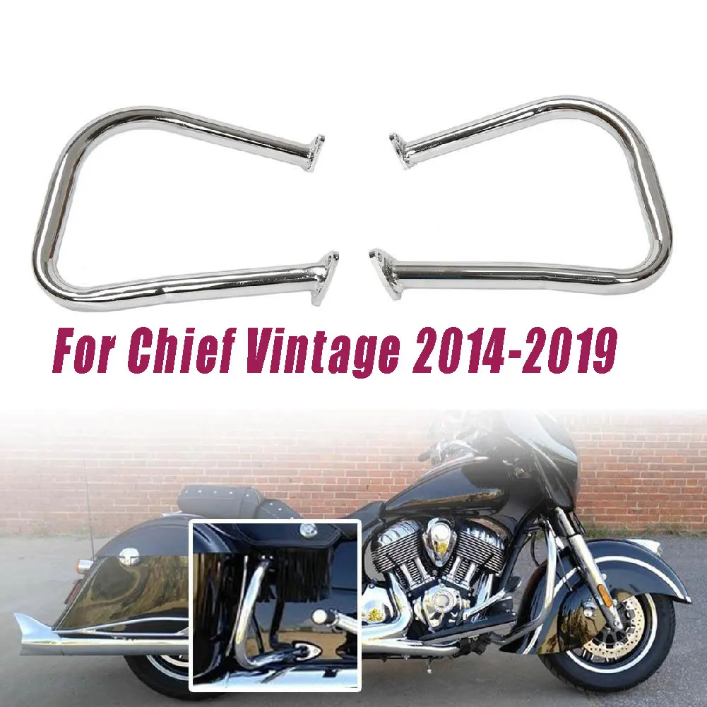 For Indian Chieftain Chief Vintage 2014-2019 Rear trunk bumper Protective Fence Black Chrome Rear Saddlebag Guard Bars