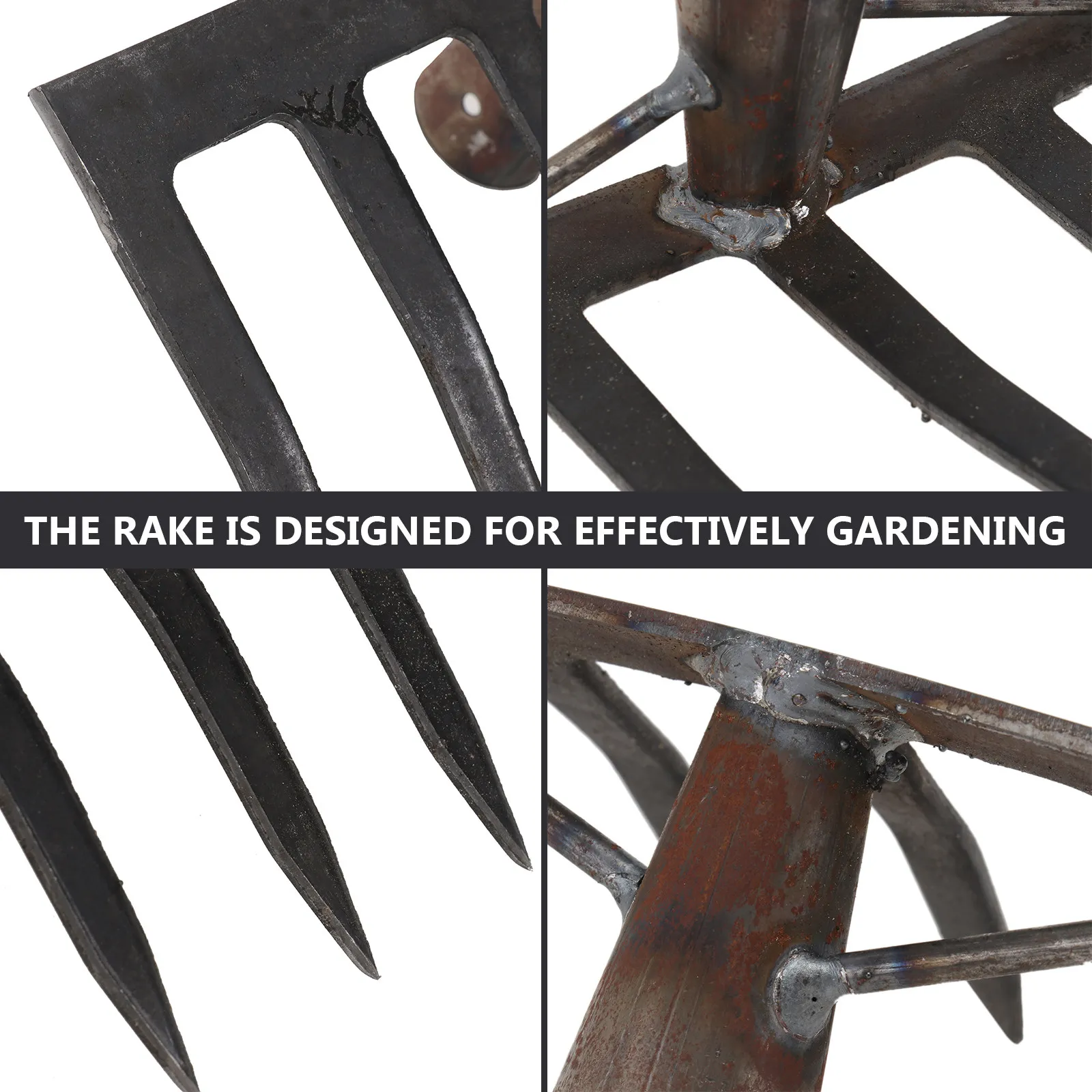 

1 шт. Садовые грабли из прочной стали с зубьями для эффективной рыхления почвы и уборки травы, сельскохозяйственные принадлежности