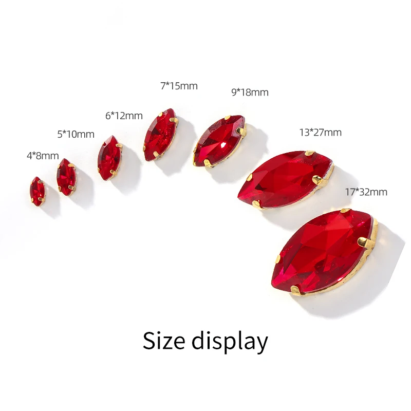 Gold Leaf Crystal Rhinestones Hand Sew On Glass Stones Ornament Diamond Beads Dress DIY Crafts Claw Drill Accessories