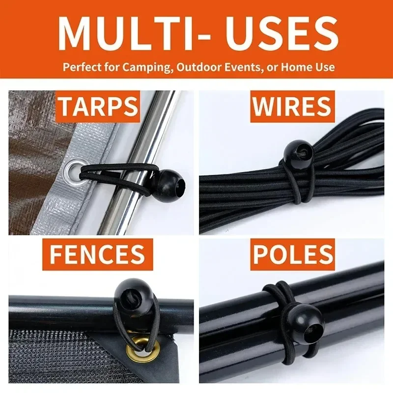 10/20 Pieces Outdoor Camping Canopy Tent Fixed Storage Elastic Rope Plastic Ball Elastic Rope Bundling Storage Elastic Ball Rope