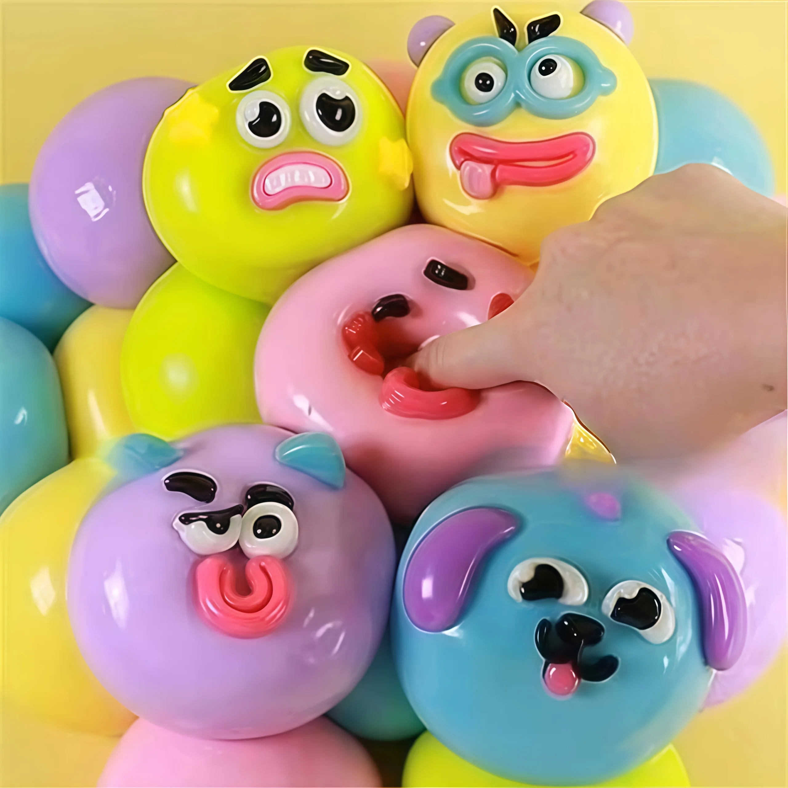 Curiosity dog face changing wet toy, soft mold cute slow rebound TPR material squeezing toy, relaxing sensory toy view 5