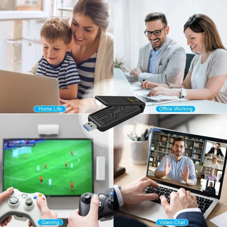 Adaptador de red inalámbrico para PC, 1800Mbps, sin controlador, WIFI, 6 tarjetas, adaptador USB de doble banda, receptor, transmisor, tarjeta Gigabit 2,4/5G