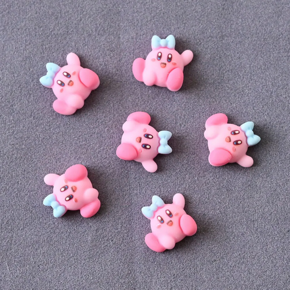 20Pcs Kawaii Anime Cartoon Kirby Nail Tips Charms Ornament Acrylic Diy Resin Doll Phone Case Nail Accessory Cute Gift for Girl