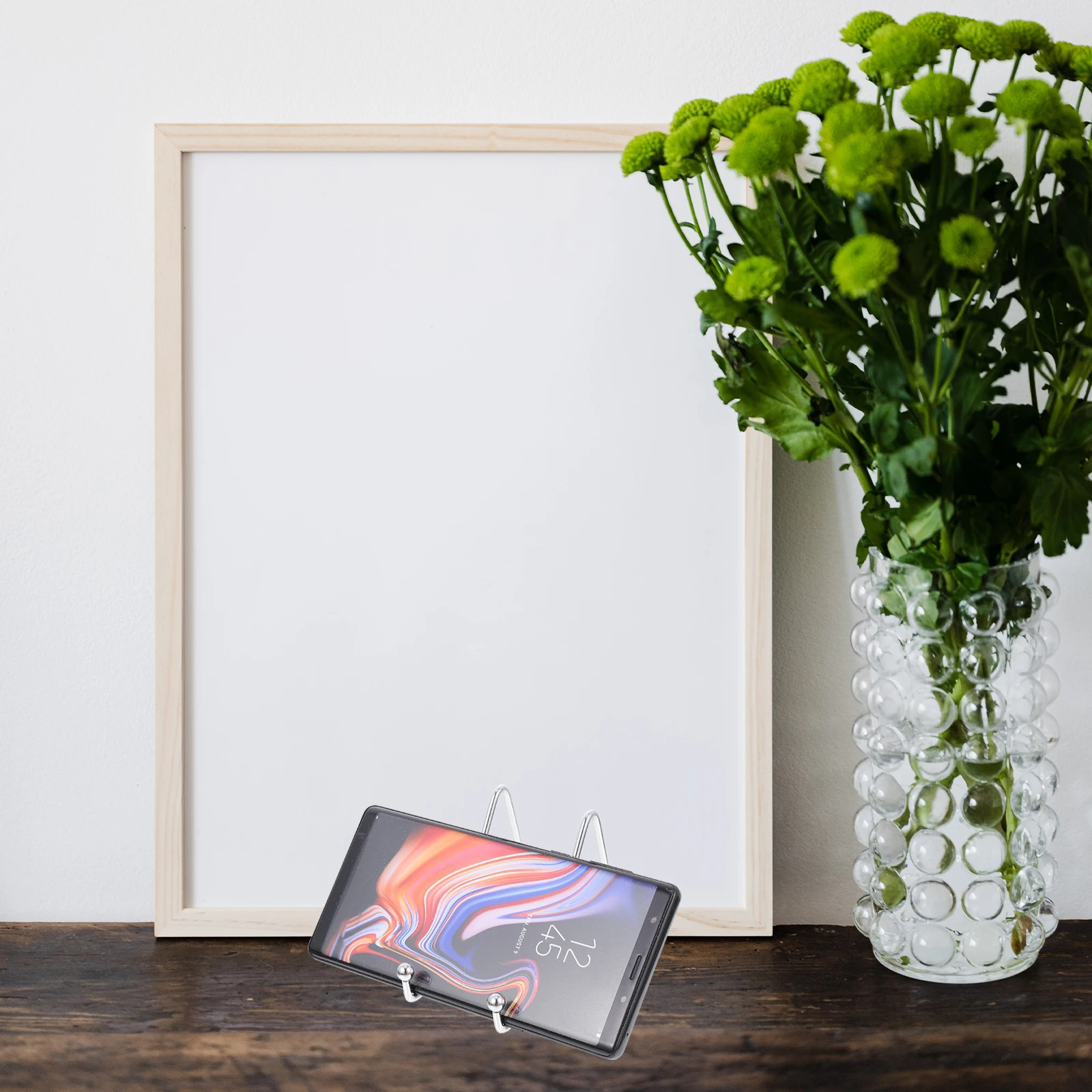 

Cell Phone Stand Desk Shelf Mobile Holder Silver Office Simple Style Compact Lightweight Stable Practical