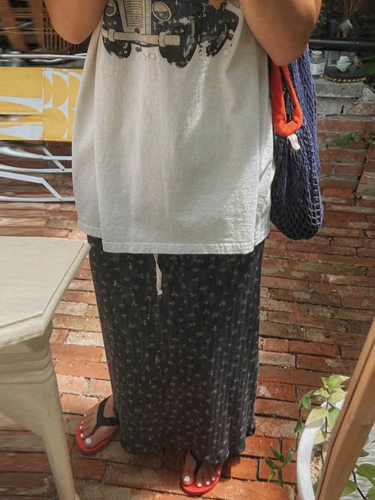 Gonna lunga floreale retrò con Dstring Dongda Gate Autunno New Sle Faionable Maglione da donna Primavera Autunno Inverno