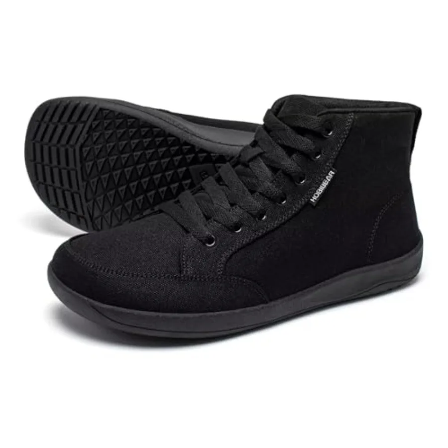 

HOBIBEAR Mens Barefoot Shoes Wide Toe Box High Top Canvas Comfortable Trail Running Sneaker