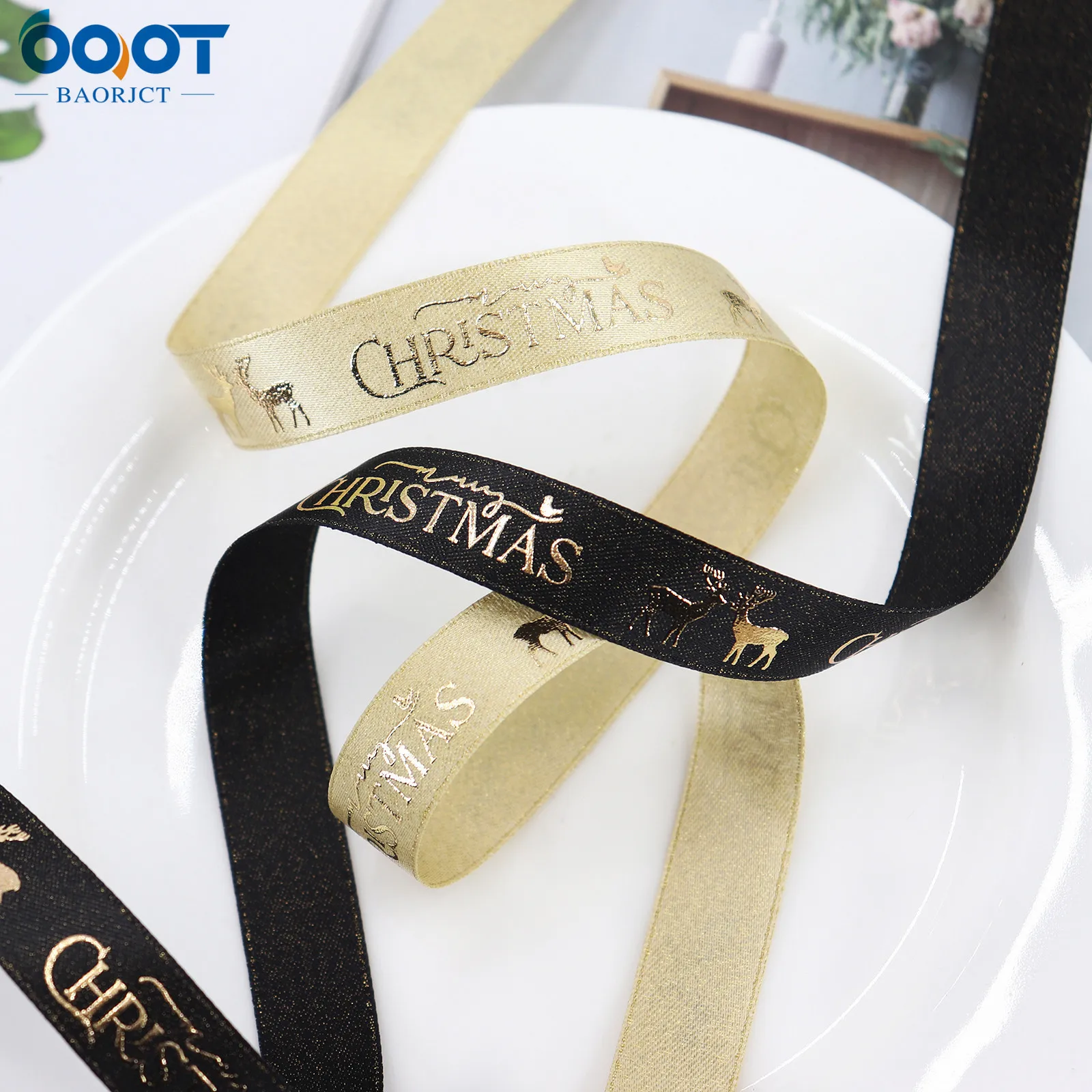 Christmas Printed Grosgrain Ribbons 10Yards 22730-1 for Crafts Decoration Bow Hat DIY Party Gift Wrapper