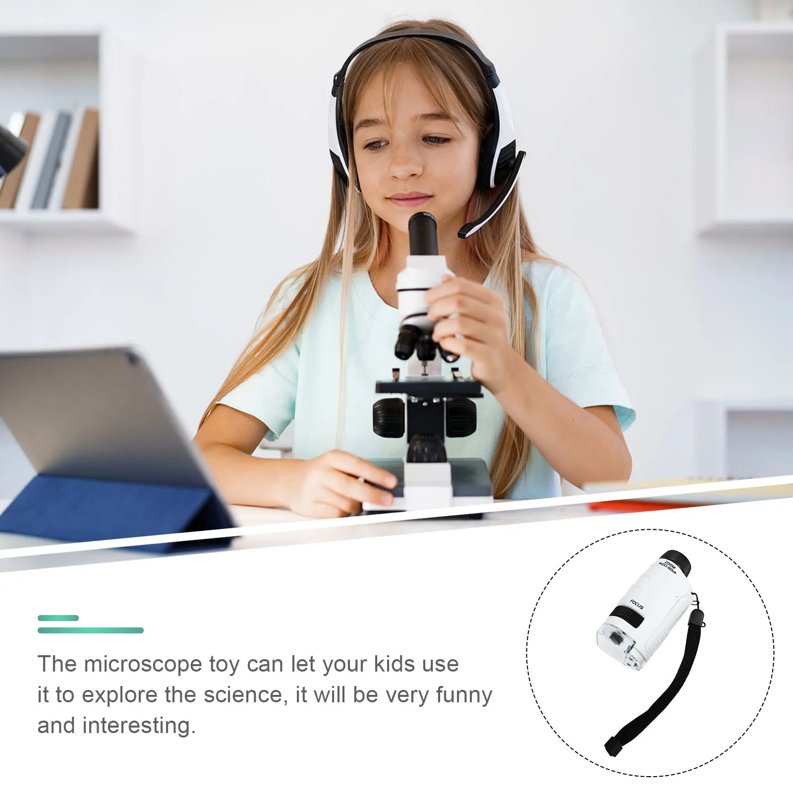 1Set Portable Kids Microscope for Children Educational Early Learning Science Micro Exploration Outdoor Beginner Microscope