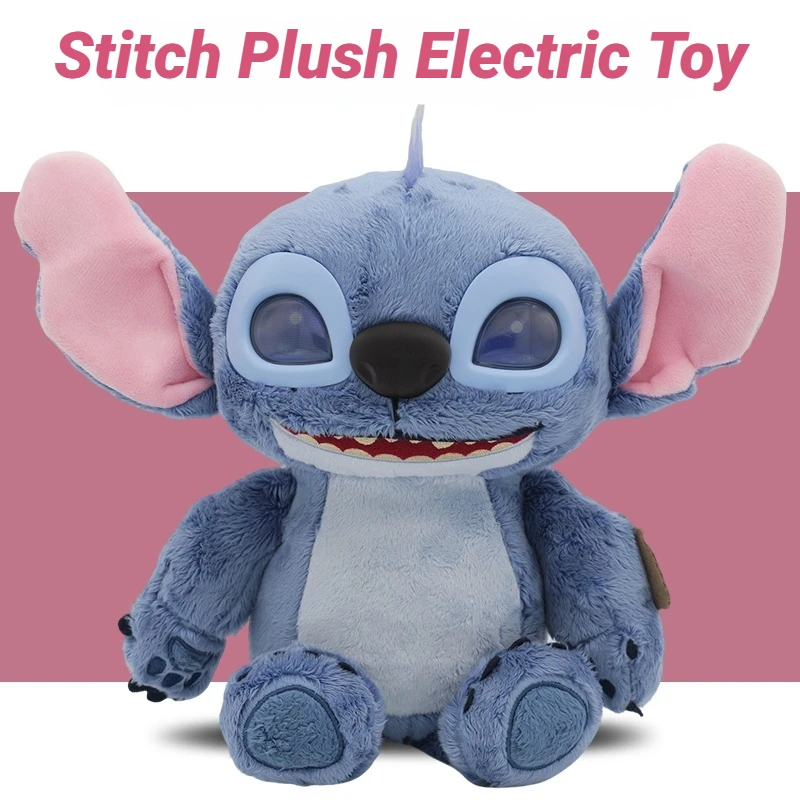 Disney Stitch-juguete de peluche eléctrico Lcd, ojos animados, 50 + sonido, efecto táctil, juguetes personalizados, regalos sorpresa