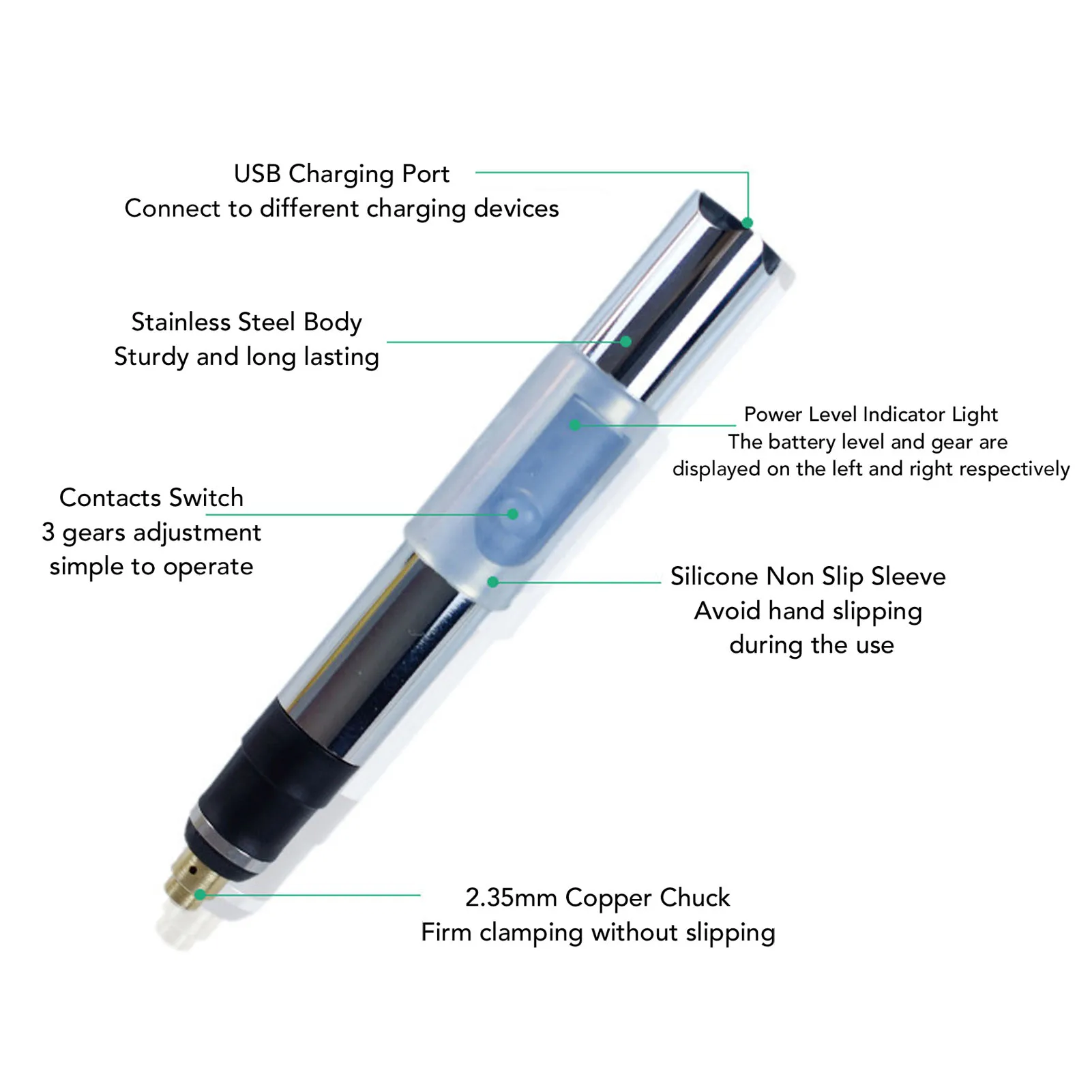 

Electric Carving Tool Forward Reverse Rotation 5000-25000r/min 3 Gears Adjustment Engraving Pen for Crafting Resin Handicrafts