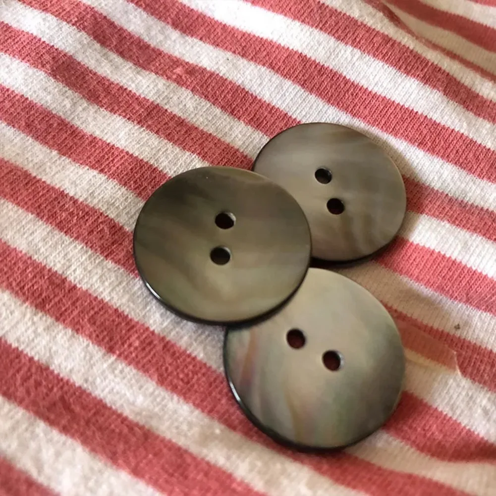 5pcs Natural Black Mother of Pearl Shells 2 Hole Flatback Buttons Scrapbooking Decoration Accessories Clothing Sewing Supplies