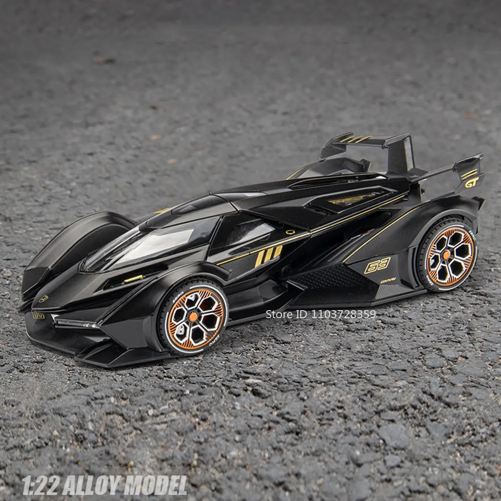 1:22 V12 GT ミニチュアスポーツカー おもちゃ モデル 合金ダイキャスト ファイアーラ スーパーカー サウンド ライト ドア開閉 プルバック 子供向けギフト