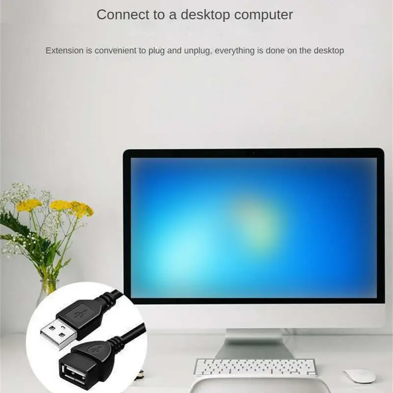 1/2/4PCS USB 2.0 Cable Extension Cable 0.6m/1m/1.5m Wired Data Transmission Cable Display Projector Super High Speed Data