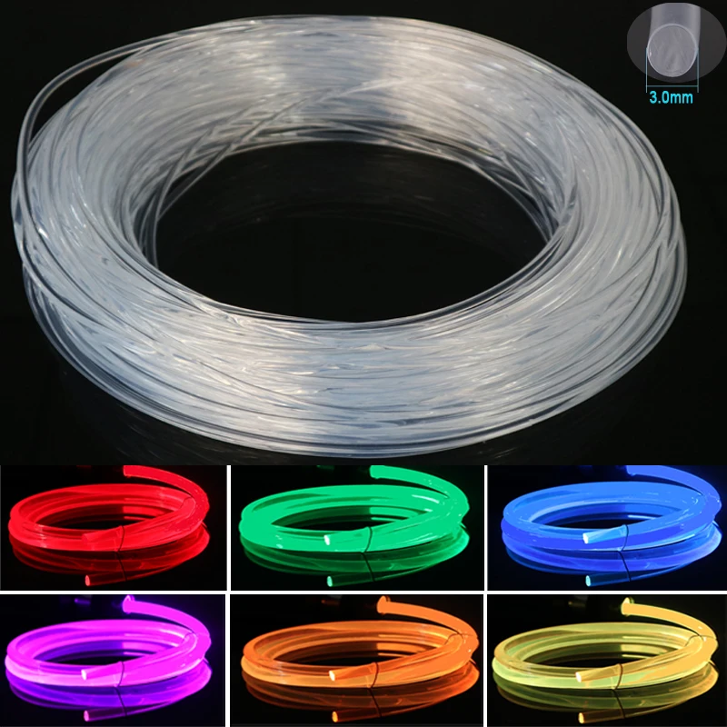 1M 3M 5M 10M 7 Color Long Distance Fiber Optic Ribbon Flexible Transparent Fiber Optic Landscape  Ambient Lighting 123456810mm