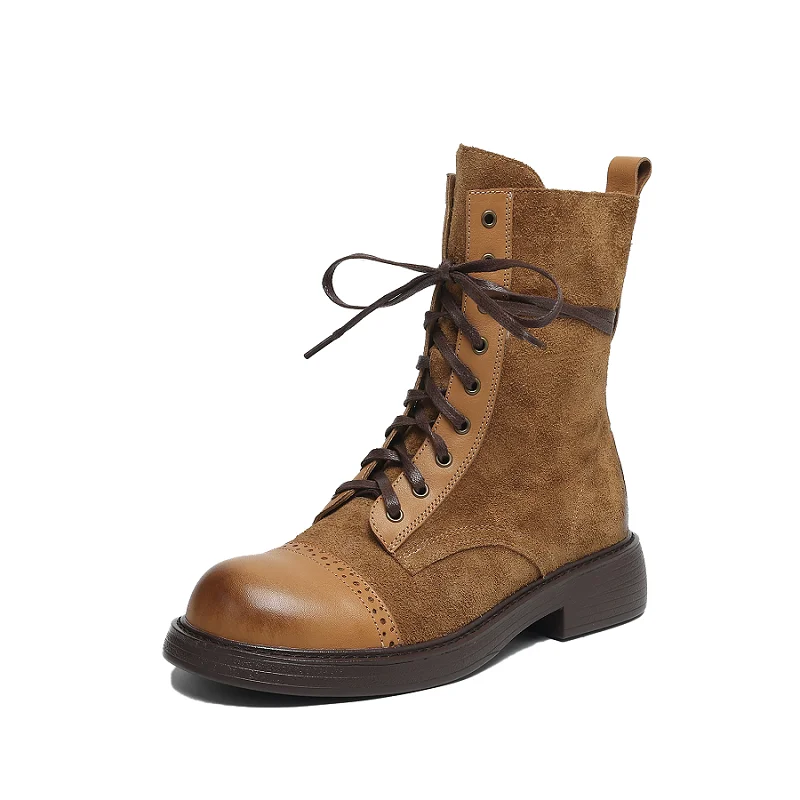 

Новинка 2023 года, модные ботинки, повседневные ботинки из натуральной кожи, кроссовки с круглым носком, обувь ручной работы, дизайнерские винтажные уличные ботинки в стиле панк