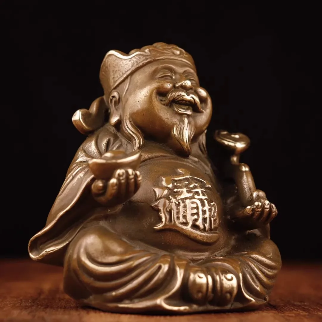 

Antique Chinease copper sitting God of wealth Buddha statue, Handicrafts, best collection&adornment, Free shipping