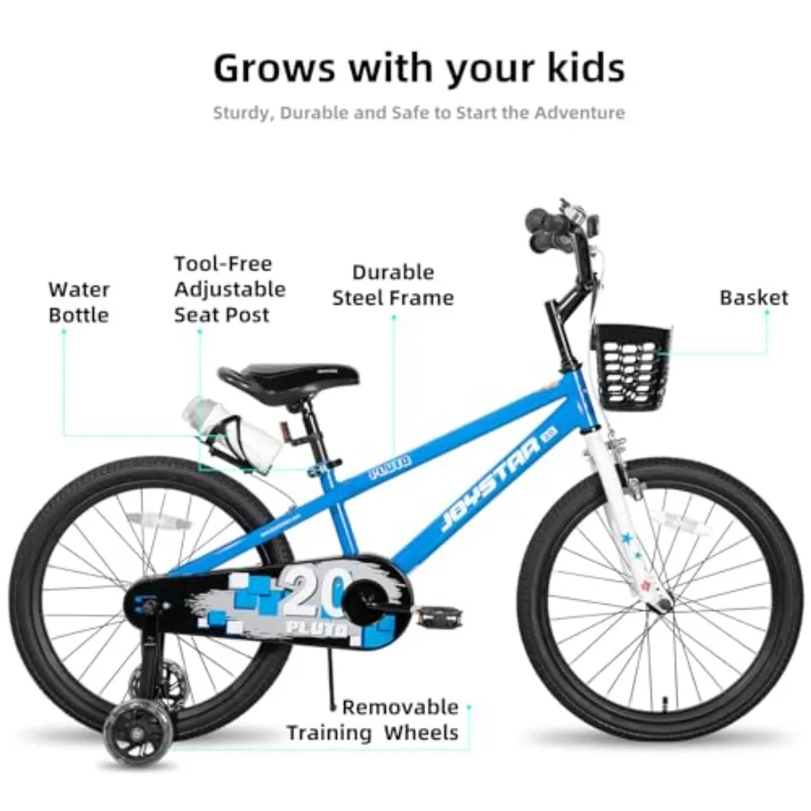 Pluto 12 14 16 18 20 Inch Bike with Light Up Training Wheels ' Bicycle for Boys Girls Age 3-12 Years Bikes Multiple Colors