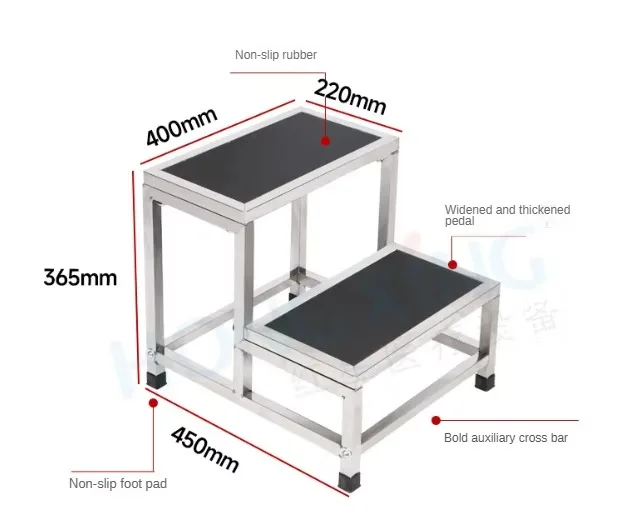 Stainless Steel Step Stool Heavy Duty, Mobile Shoe Changing Bench for Hospital & Home, Thickened Footstool for Gynecology Exam