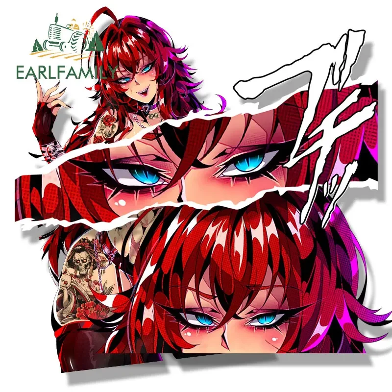 EARLFAMILY Gyaru Rias Gremory Fanart Car Sticker Anime Sketch Waifu Decal JDM Cartoon Peeker Girl Stickers Car Accessories