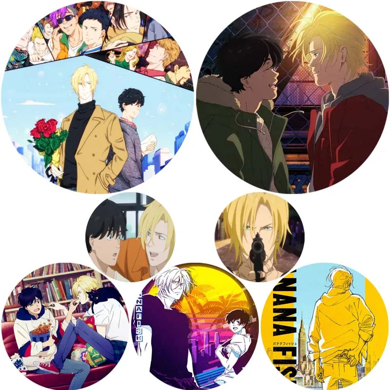 New Cute Anime Banana Fish Acrylic Lapel Pins Cartoon Cosplay Epoxy Badges Handmade Comic Figure  Brooches for Women Fans Gifts