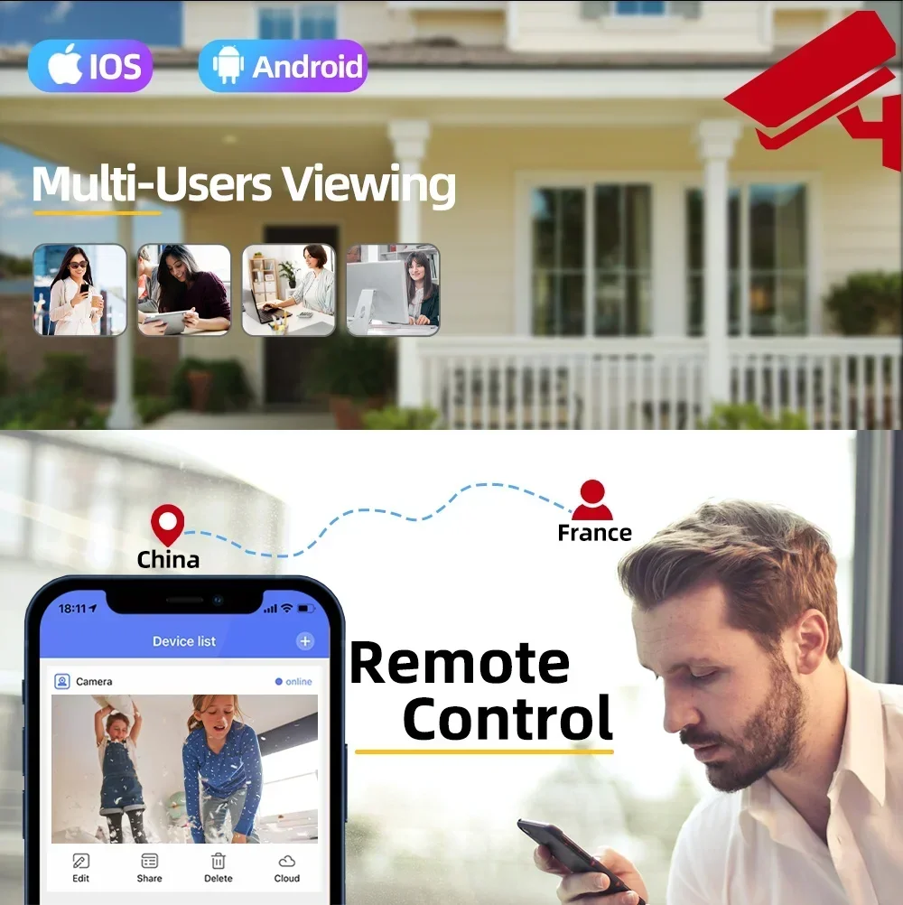 Telecamere Sicurezza Esterno Wireless 2K, Batteria Ricaricabile, Visione Notturna A Colori, Rilevamento AI (Pacco Da 2)