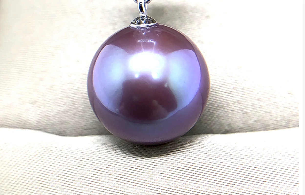 

Huge 17mm Natural Sea Genuine Purple Lavender Round Pearl Pendant For Women Men Jewelry Pendant