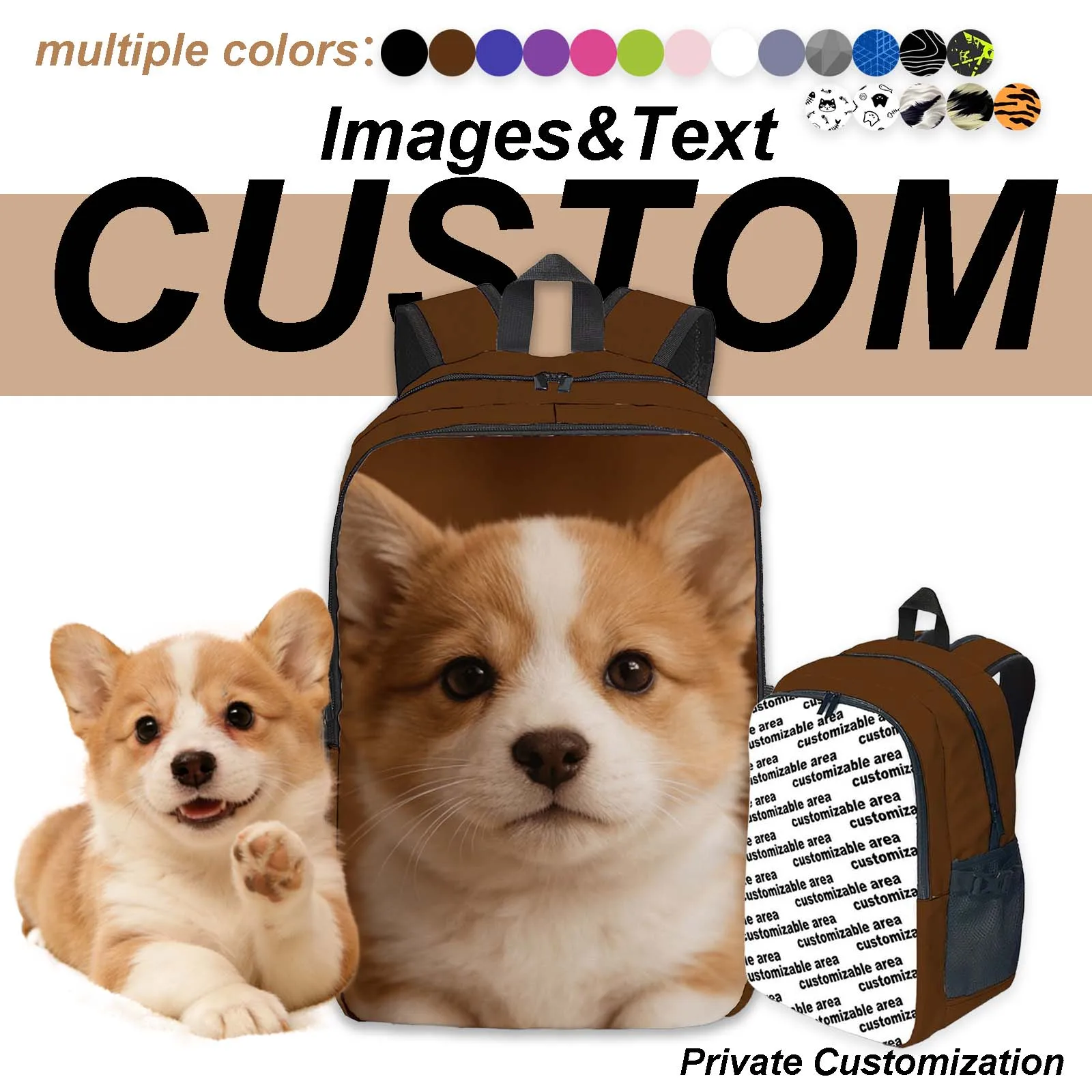 1pc Customizable Multi-Color Double Shoulder Bag with Multiple Compartments Laptop Bag Zipper Closure Commemorative Gift Item