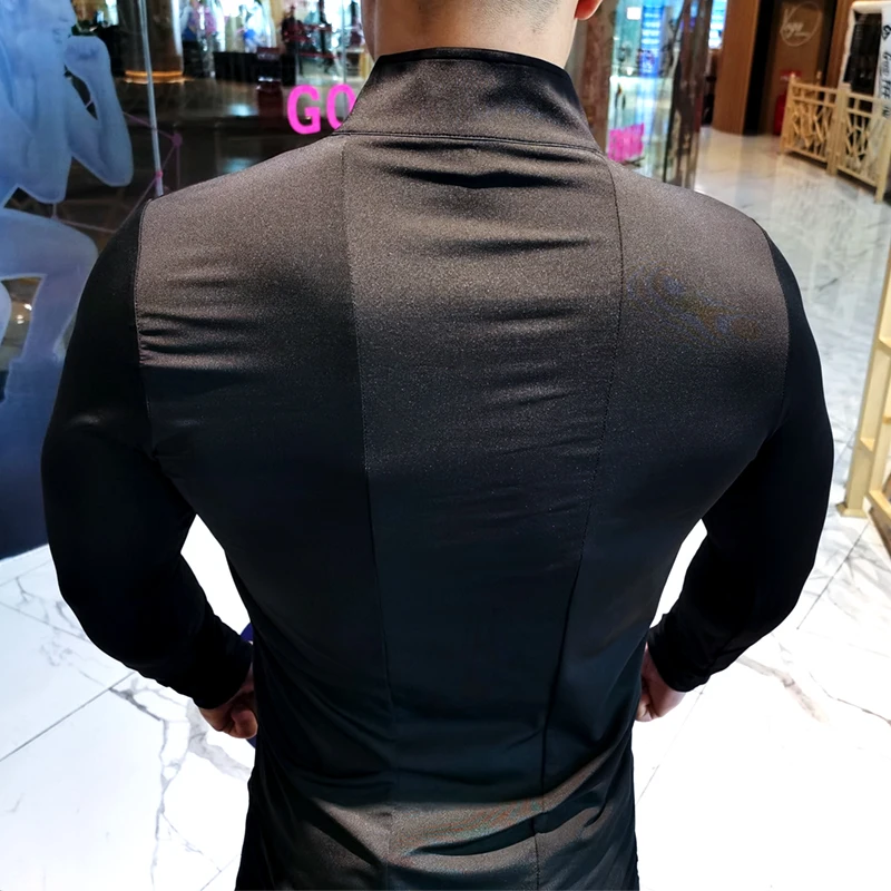 New 2023 Autumn Winter Quick Dry Running Shirt Men T-shirt Long Sleeve Compression Shirts Gym T-shirt Fitness Sport Zipper Shirt