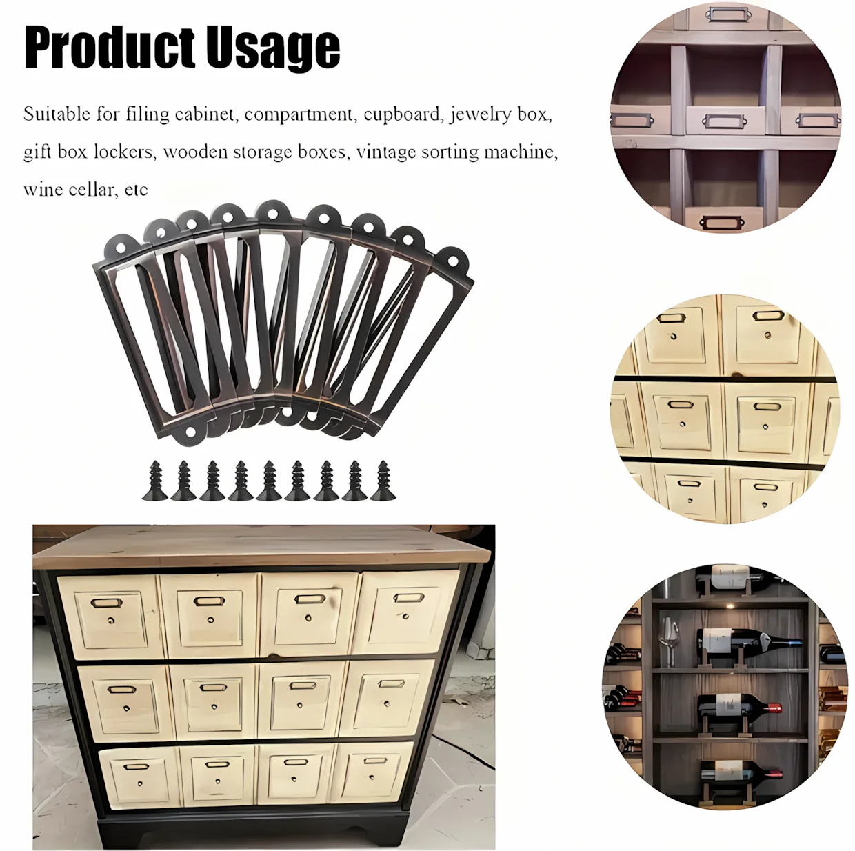 12pcs Antique Brass Iron Drawer Cabinet Label Pull Frame Handle Card Holder Furniture Hardware For Cabinet Drawer Box Case