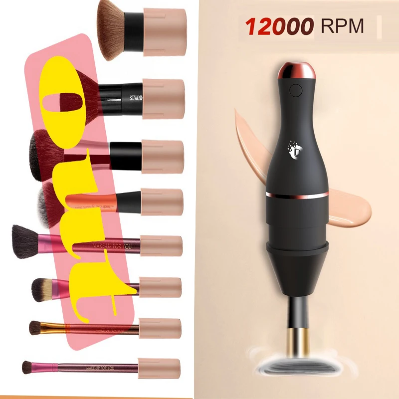 All-in-One USB Electric Silicone Makeup Brush Cleaner Customizable Handle Size Fit All Sizes Makeup Tools