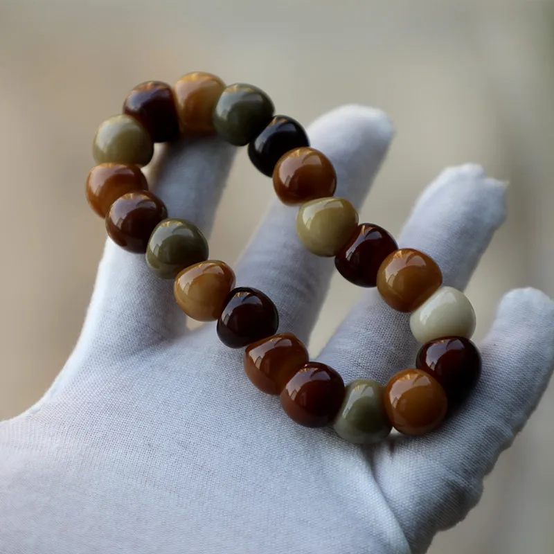 14mm Oily Garlic Large Intestine Duobao Sauce Natural Bodhi Large Intestine Beads  Hand String Antique Curios Collection Jewelry