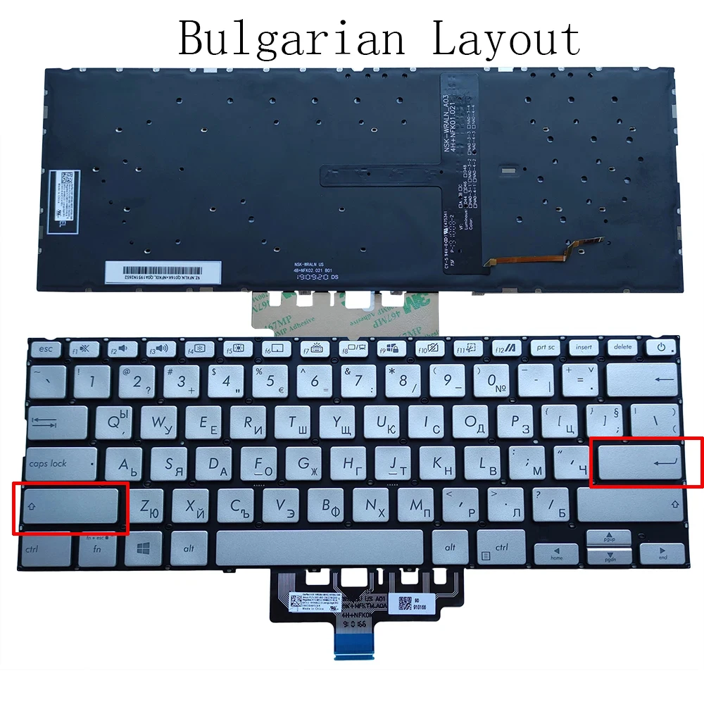 

BG GK JP SF TI WB BE CZ IT KR TR PO RU ND HUN Backlight Keyboard For ASUS UX434 UX434FA UX434FL UX434FLC-XH77