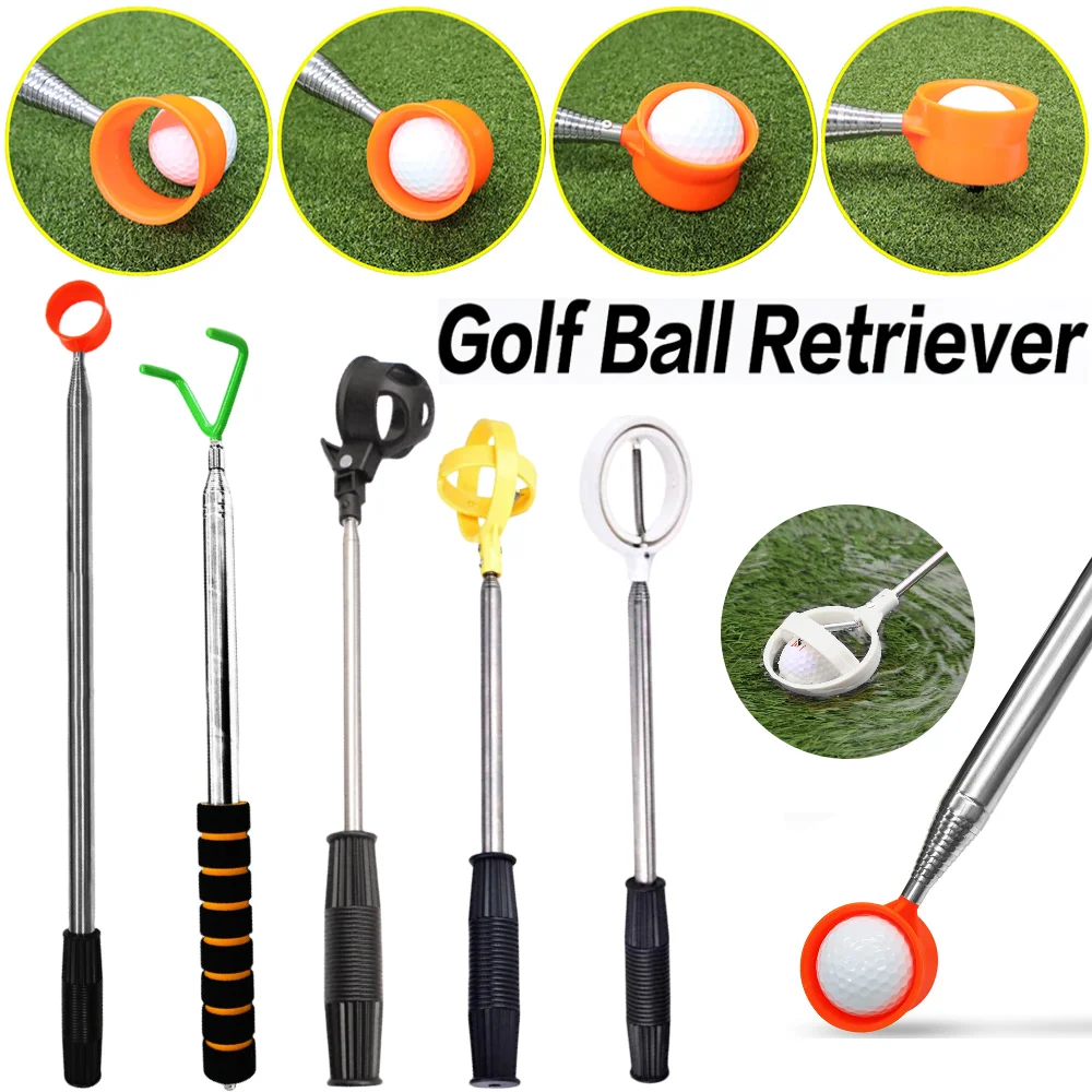 9ft/12ft Golf Ball Finder Telescopic Comfortable Handle Golf Ball Pickup Stainless Steel Outdoor Golf Accessories