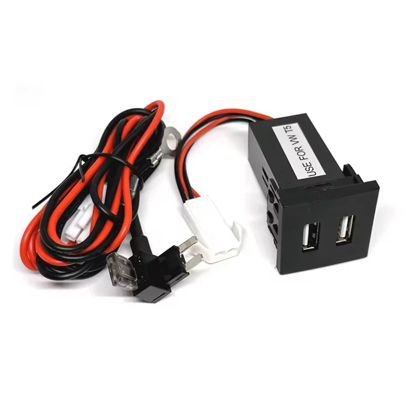 NCSMT 12V Dual USB Charger Adapter Socket in-Dash USB Charger Upgrade for VW T5 Transporter 2003-2009