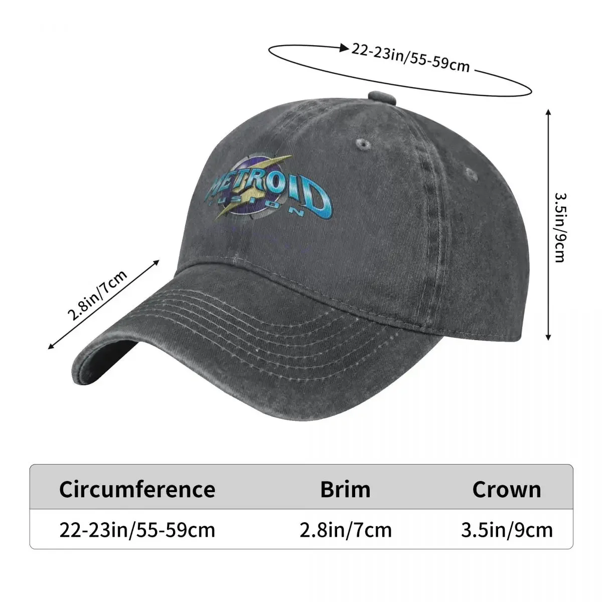 Metroid Fusion Japanese Text Baseball Cap black Fashion Beach Sun Hat For Children dad hat Men Women's