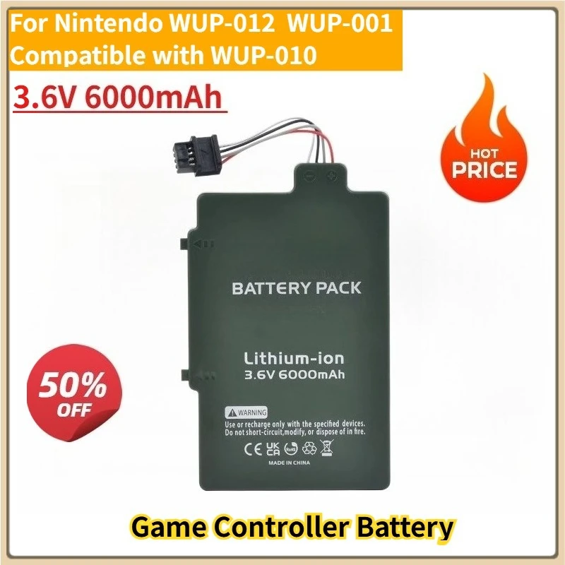 

New 3.6V 6000mAh Wii U Gamepad Replacement Battery for Nintendo WUP-012 WUP-001 Compatible with WUP-010 Li-Polymer
