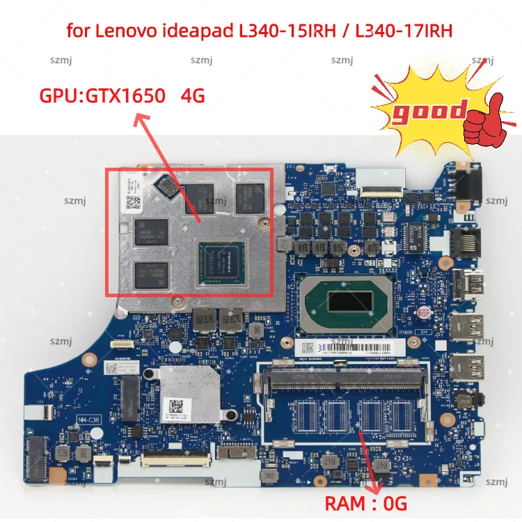 Imagem -03 - para Lenovo Ideapad L34015irhl340-17irh Computador Portátil Placa-mãe Nm-c361 Nm-c362 com Cpu i5 9300h i7 9750 Gpu Gtx150 3g Gtx1650 4g