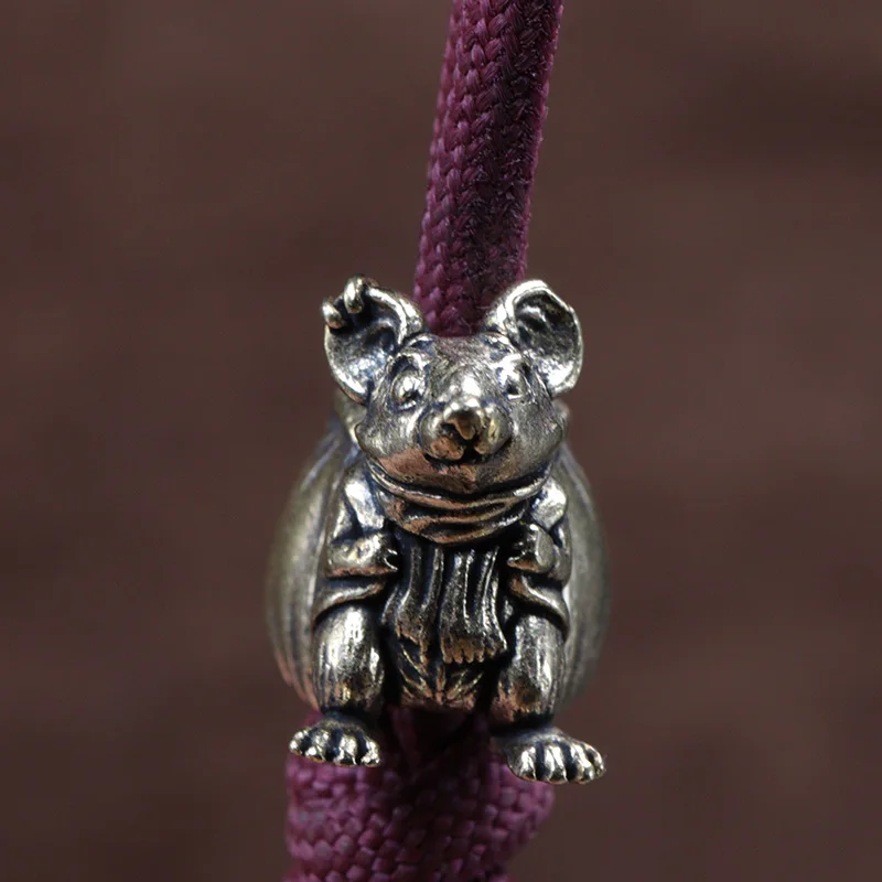 Mice Traveler Brass Knife Beads Rat EDC DIY Paracord Woven Bracelets Lanyard Pendants Accessories Outdoor Tool Hangings Charm