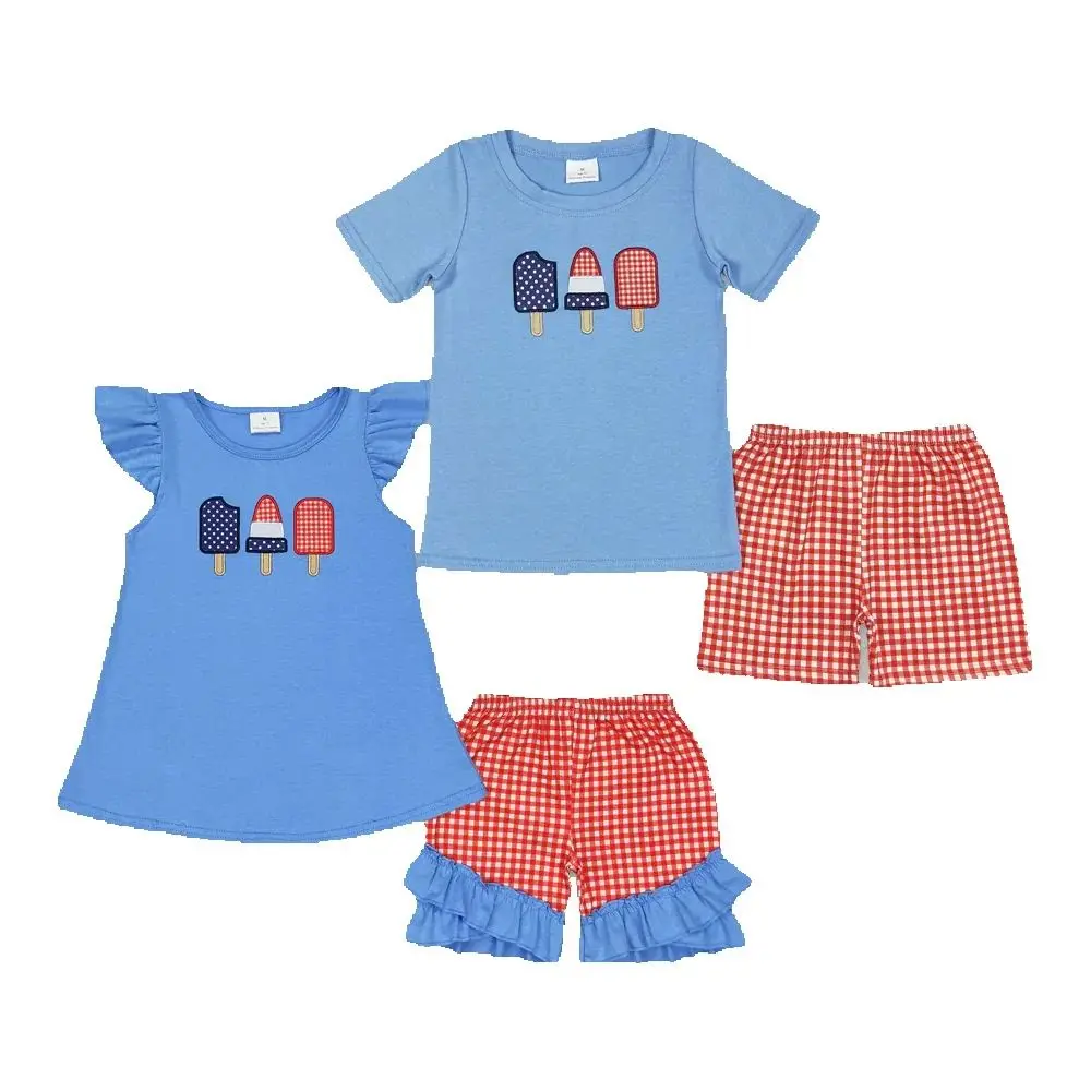 

Sibling Boys Baby Girls 4th Of July Popsicle Outfits Suits