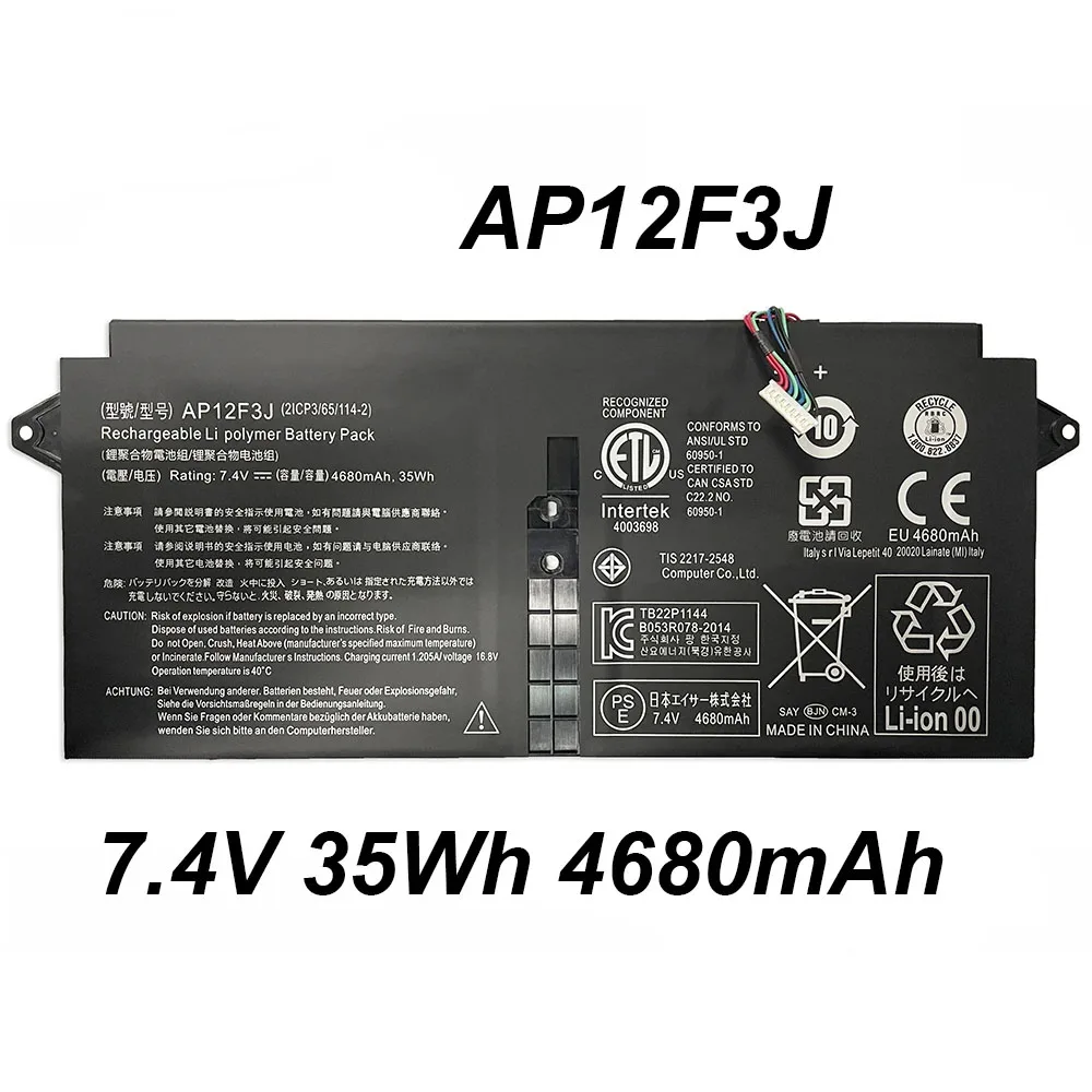 

AP12F3J 7.4V 35Wh 4680mAh Laptop Battery For Acer Aspire 13.3-Inch S7 Touchscreen Ultrabook S7-391 Series