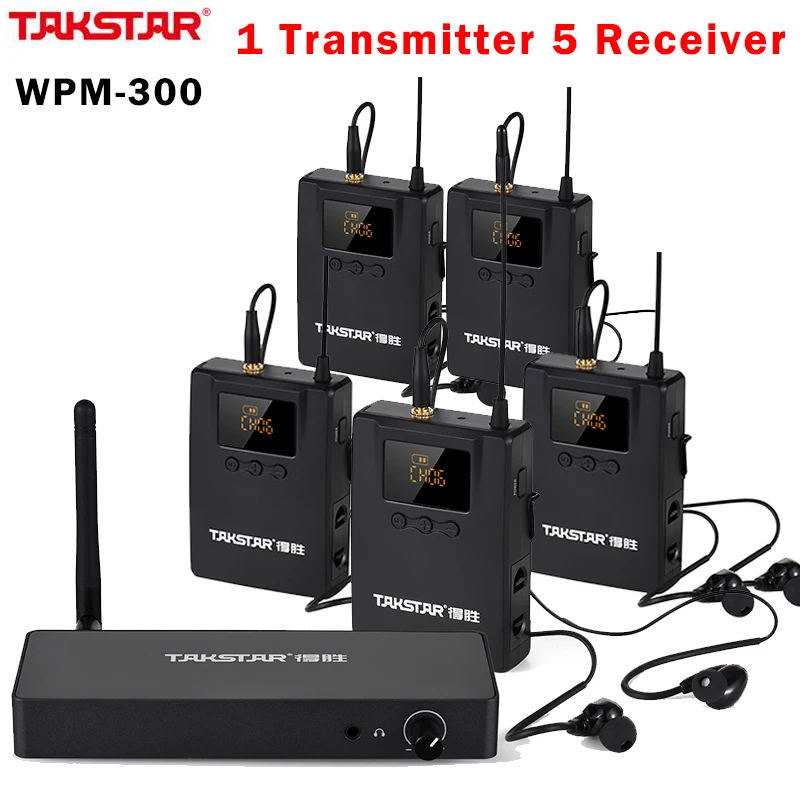 

TAKSTAR WPM-300 Wireless Monitoring System with In-ear Earphone UHF Bodypack Audio Transmitter Receiver 164FT Transmission Range